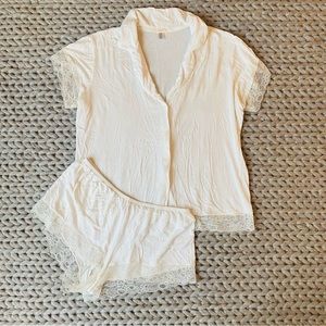 Eberjey Malou White Lace Pajama Set